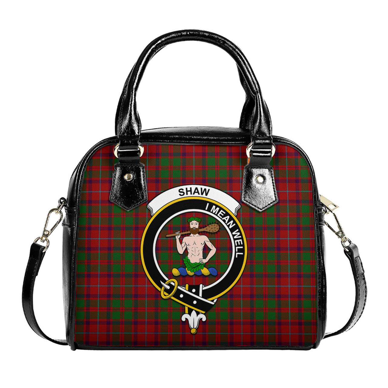 Shaw of Tordarroch Red Dress Tartan Shoulder Handbags with Family Crest One Size 6*25*22 cm - Tartanvibesclothing