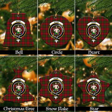 Shaw of Tordarroch Red Dress Tartan Christmas Ceramic Ornaments with Family Crest