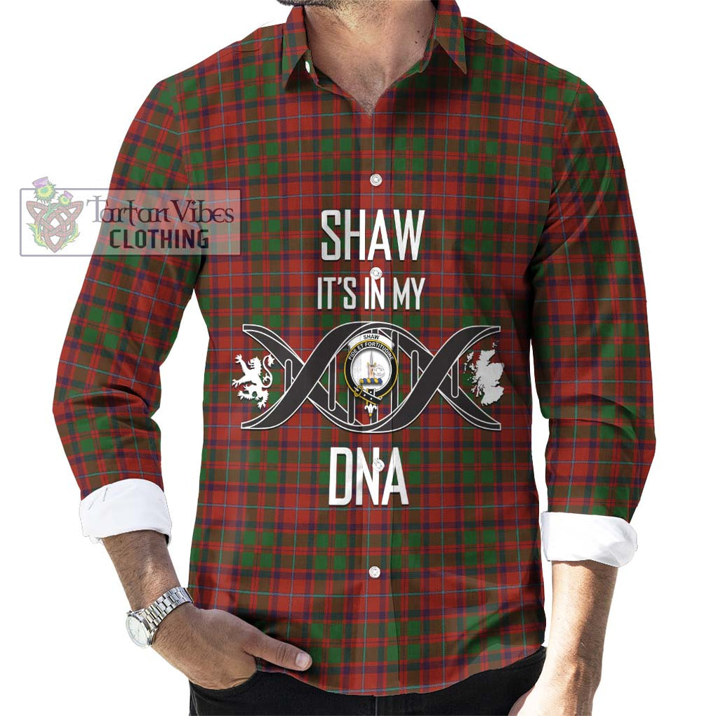 Shaw of Tordarroch Red Dress Tartan Long Sleeve Button Shirt with Family Crest DNA In Me Style Men's Shirt S - Tartanvibesclothing Shop