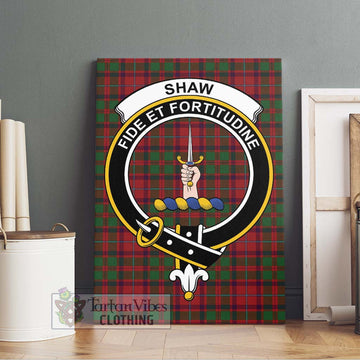 Shaw of Tordarroch Red Dress Tartan Canvas Print Wall Art with Family Crest