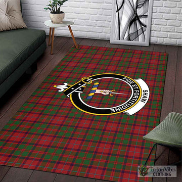 Shaw of Tordarroch Red Dress Tartan Area Rug with Family Crest