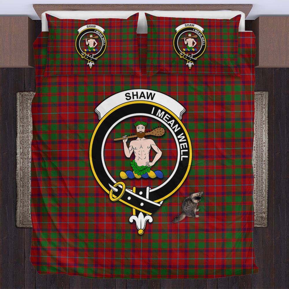 Shaw of Tordarroch Red Dress Tartan Bedding Set with Family Crest US Bedding Set - Tartan Vibes Clothing