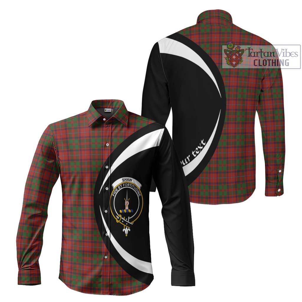 Shaw of Tordarroch Red Dress Tartan Long Sleeve Button Up with Family Crest Circle Style Men's Shirt S - Tartan Vibes Clothing