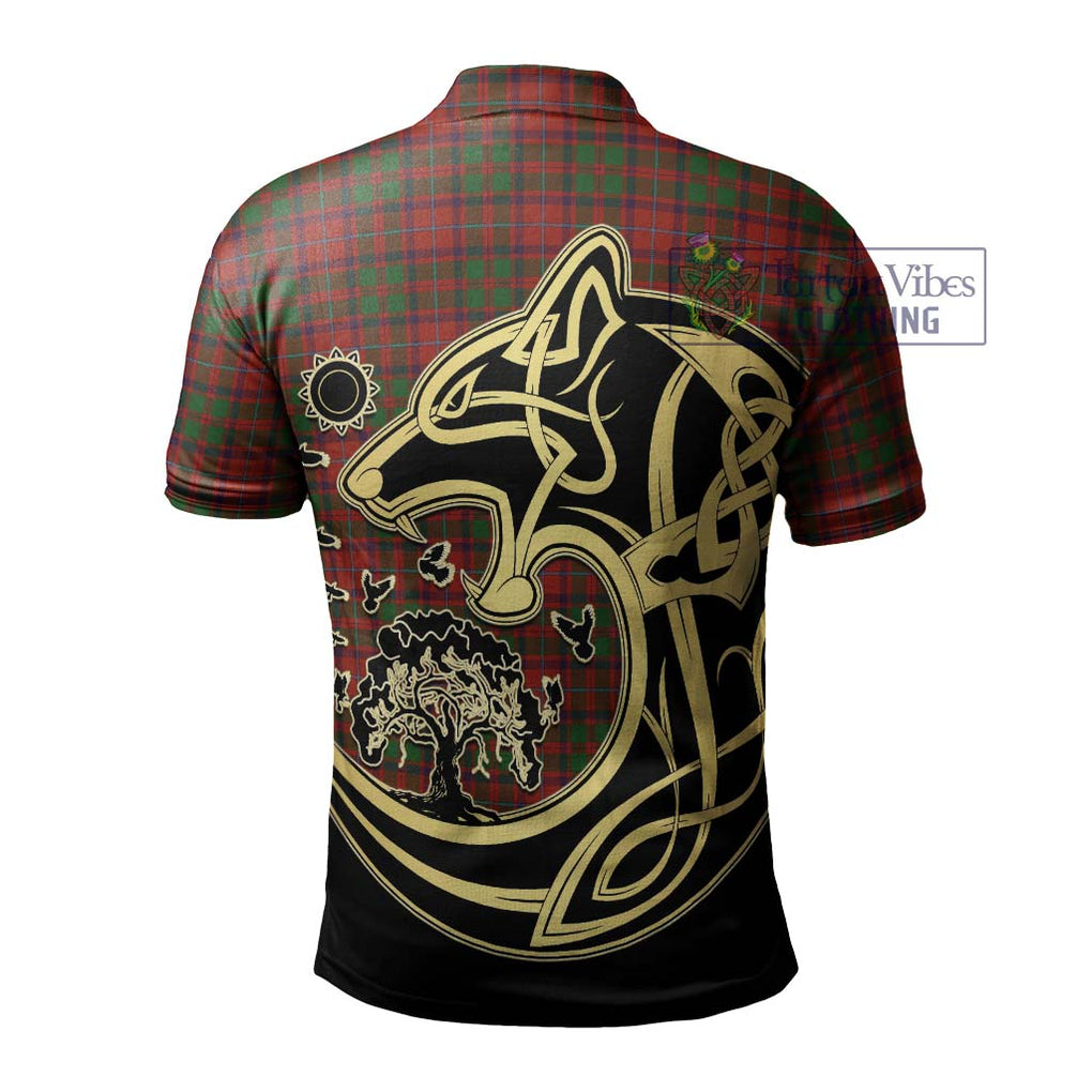 Shaw of Tordarroch Red Dress Tartan Polo Shirt with Family Crest Celtic Wolf Style - Tartanvibesclothing Shop