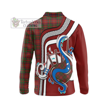 Shaw of Tordarroch Red Dress Tartan Long Sleeve Polo Shirt with Epic Bagpipe Style