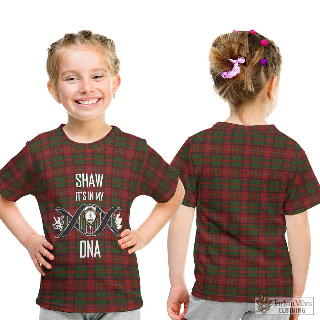 Shaw of Tordarroch Red Dress Tartan Kid T-Shirt with Family Crest DNA In Me Style - Tartanvibesclothing Shop