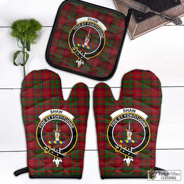 Shaw of Tordarroch Red Dress Tartan Combo Oven Mitt & Pot-Holder with Family Crest