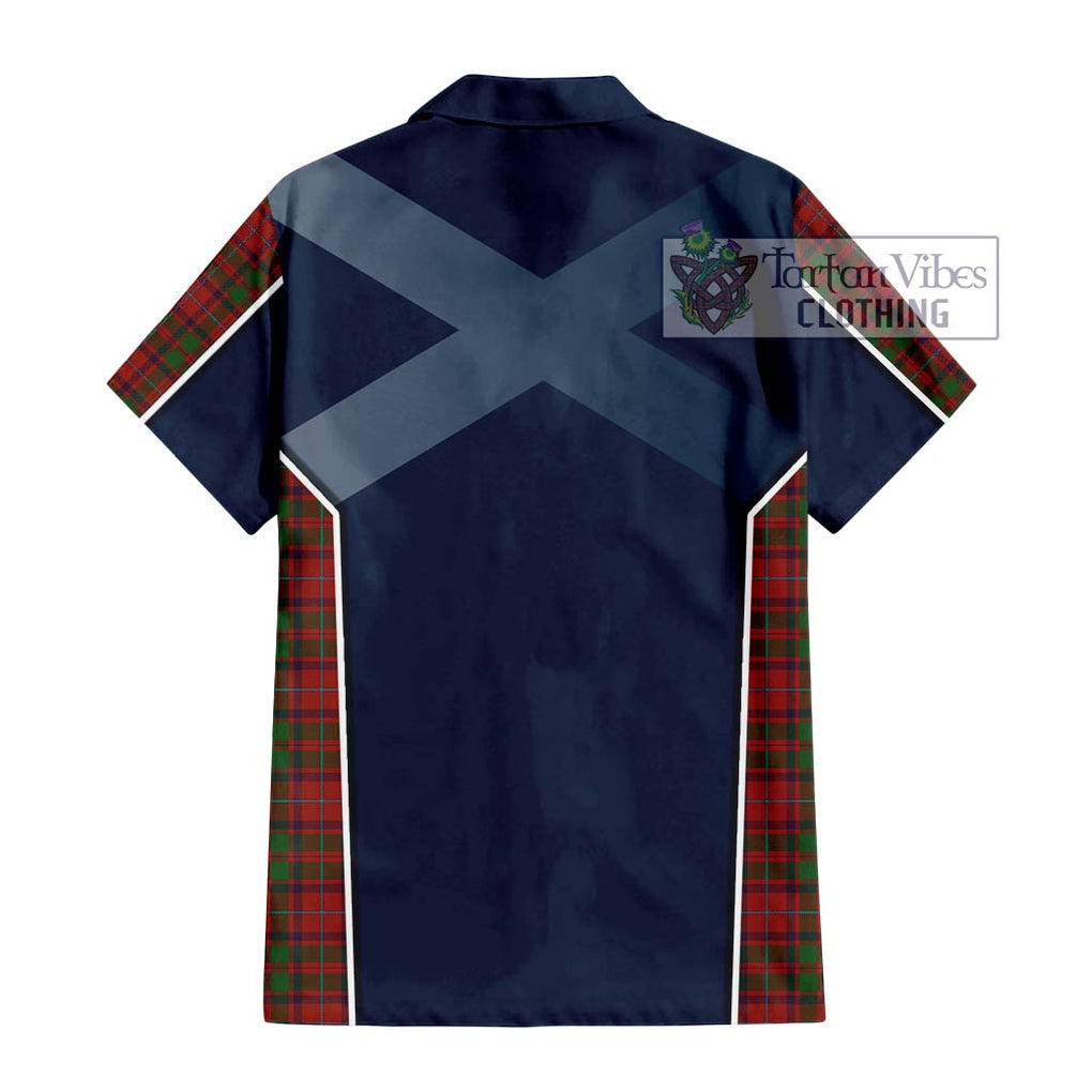 Shaw of Tordarroch Red Dress Tartan Short Sleeve Button Shirt with Family Crest and Lion Rampant Vibes Sport Style - Tartan Vibes Clothing