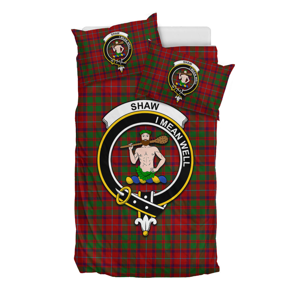 Shaw of Tordarroch Red Dress Tartan Bedding Set with Family Crest - Tartan Vibes Clothing