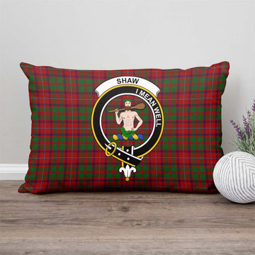 Shaw of Tordarroch Red Dress Tartan Pillow Cover with Family Crest