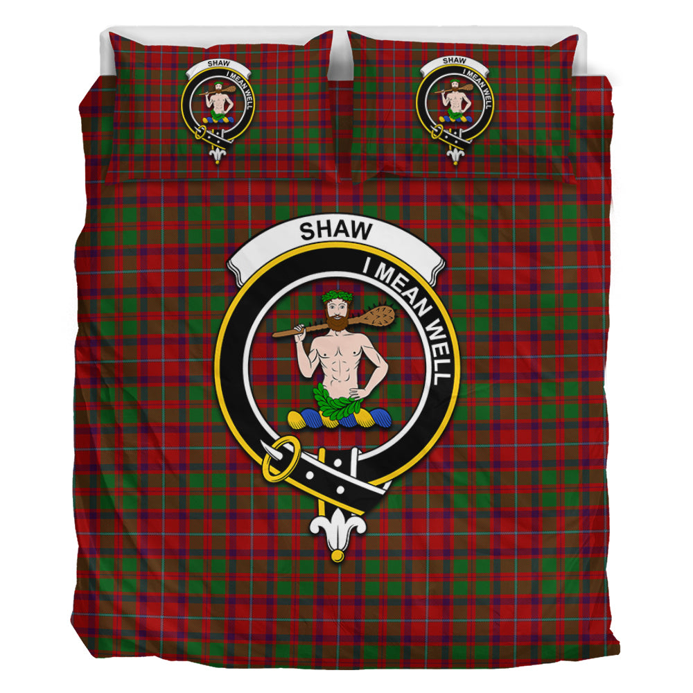 Shaw of Tordarroch Red Dress Tartan Bedding Set with Family Crest - Tartan Vibes Clothing