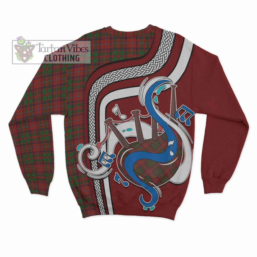 Tartan Vibes Clothing Shaw of Tordarroch Red Dress Tartan Sweatshirt with Epic Bagpipe Style