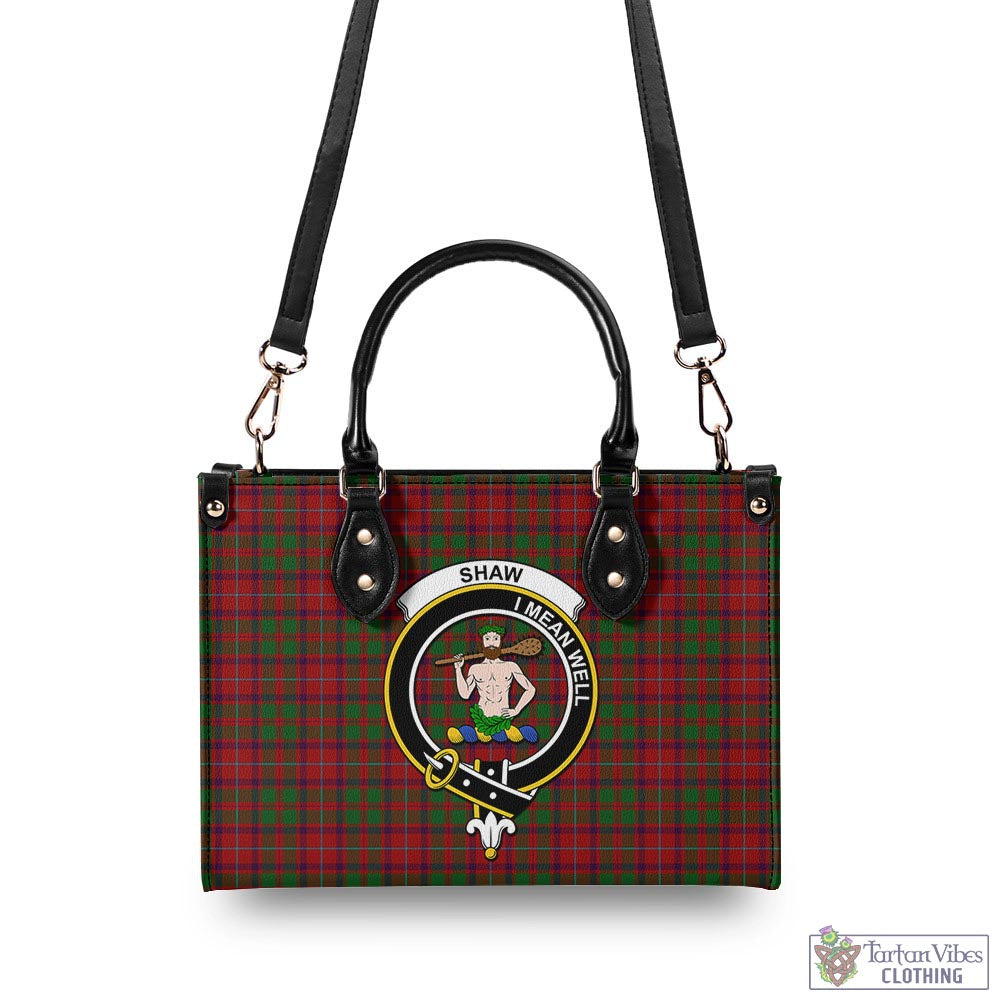 Tartan Vibes Clothing Shaw of Tordarroch Red Dress Tartan Luxury Leather Handbags with Family Crest