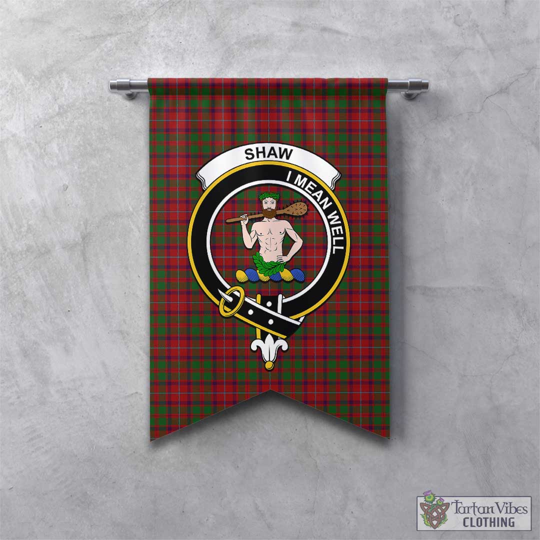 Tartan Vibes Clothing Shaw of Tordarroch Red Dress Tartan Gonfalon, Tartan Banner with Family Crest