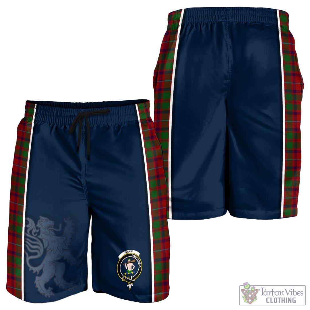 Tartan Vibes Clothing Shaw of Tordarroch Red Dress Tartan Men's Shorts with Family Crest and Lion Rampant Vibes Sport Style