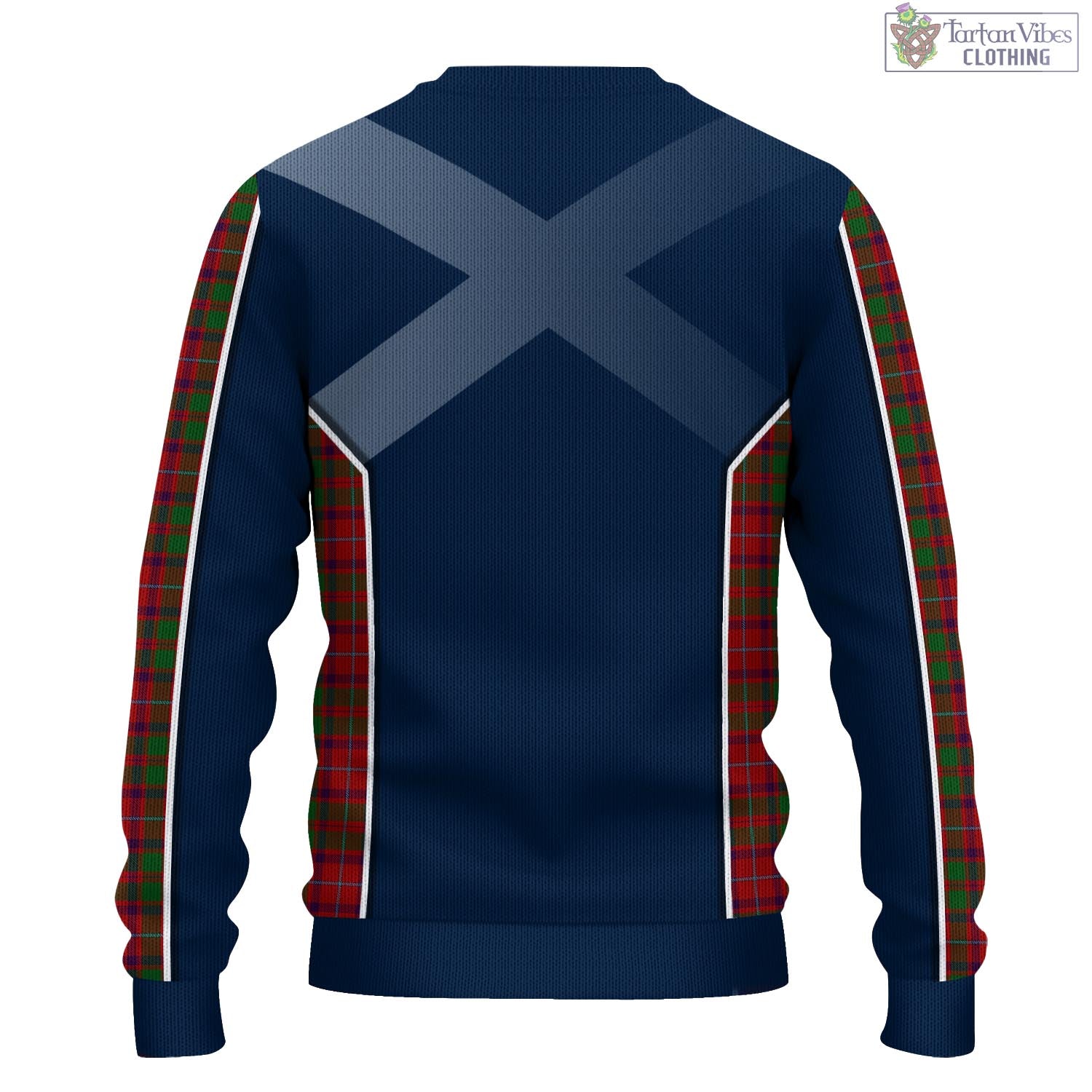 Tartan Vibes Clothing Shaw of Tordarroch Red Dress Tartan Knitted Sweatshirt with Family Crest and Scottish Thistle Vibes Sport Style