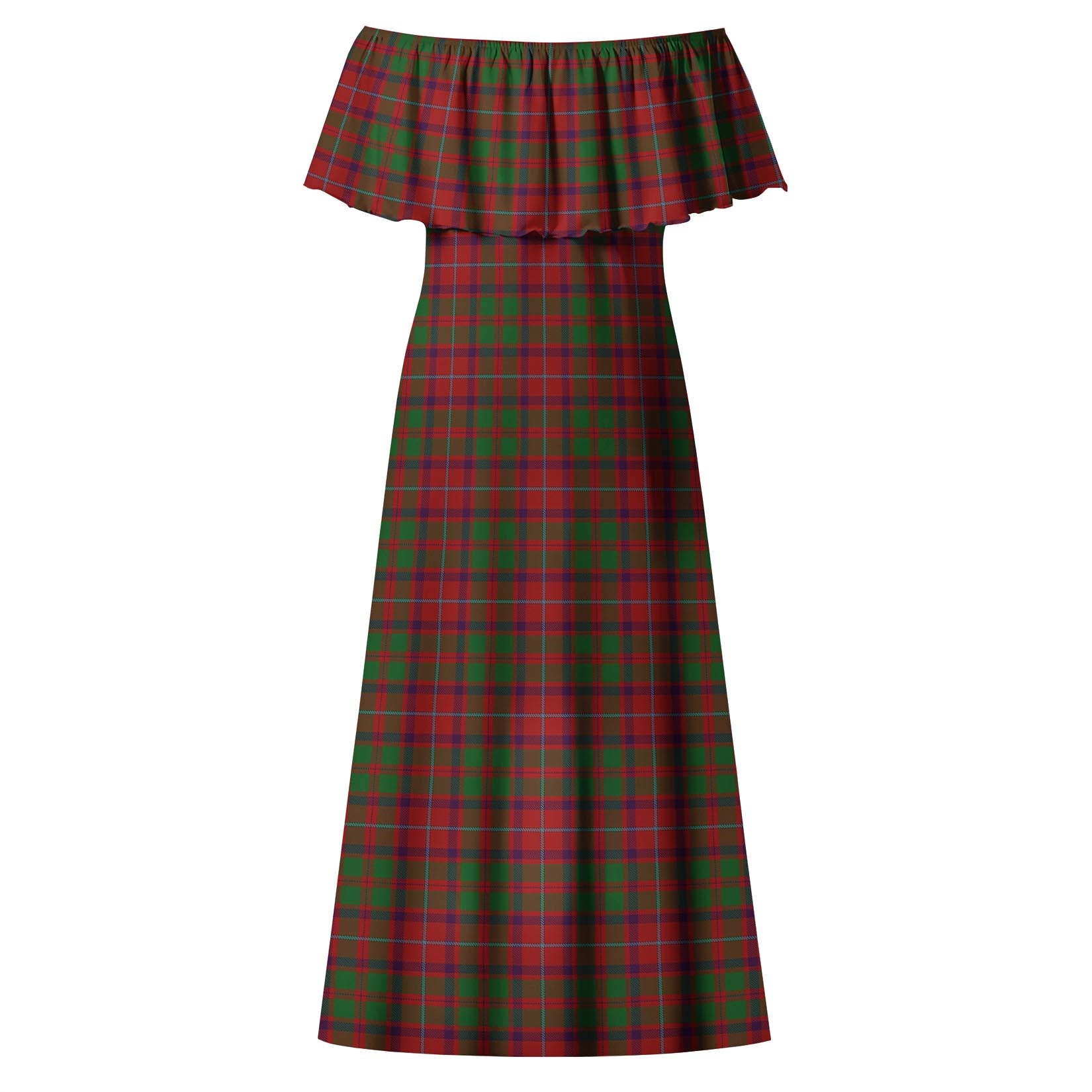 Shaw of Tordarroch Red Dress Tartan Off Shoulder Long Dress - Tartanvibesclothing