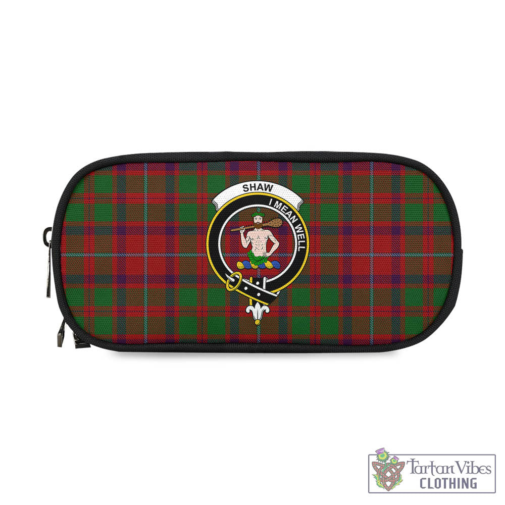 Tartan Vibes Clothing Shaw of Tordarroch Red Dress Tartan Pen and Pencil Case with Family Crest