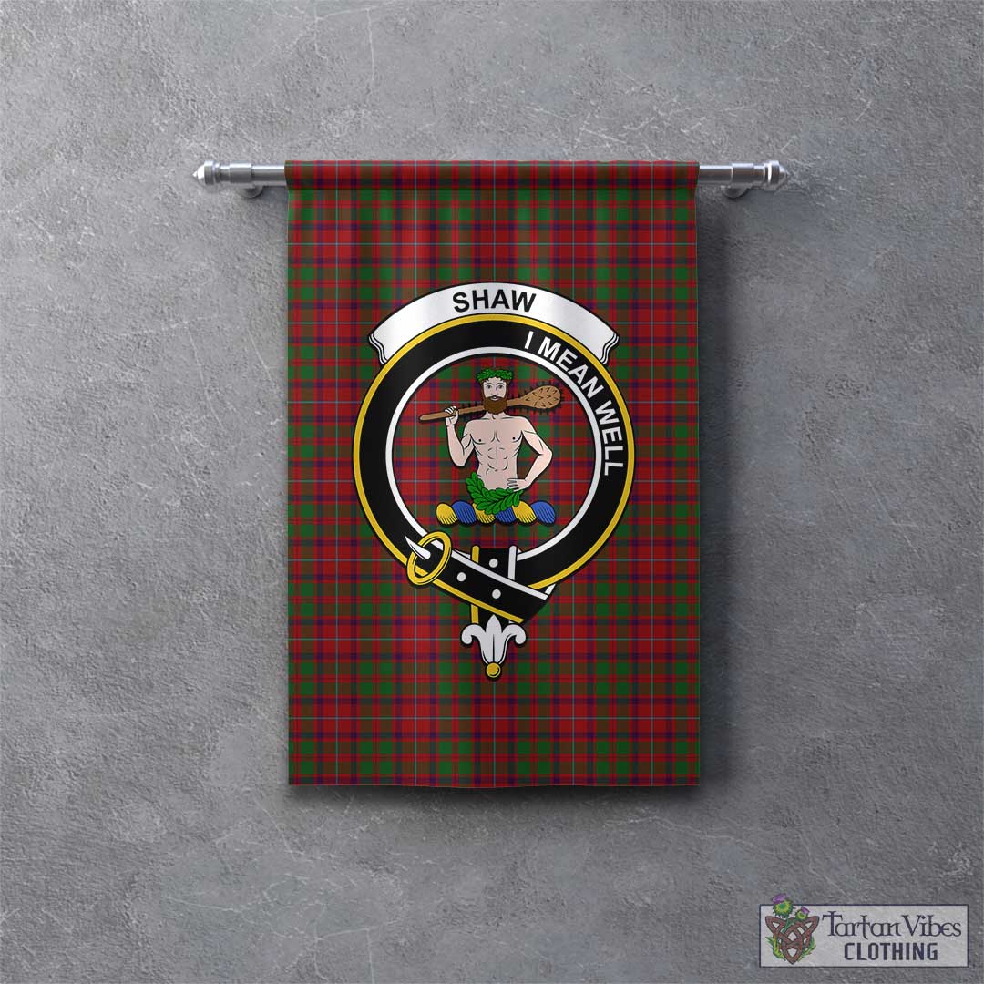 Tartan Vibes Clothing Shaw of Tordarroch Red Dress Tartan Gonfalon, Tartan Banner with Family Crest