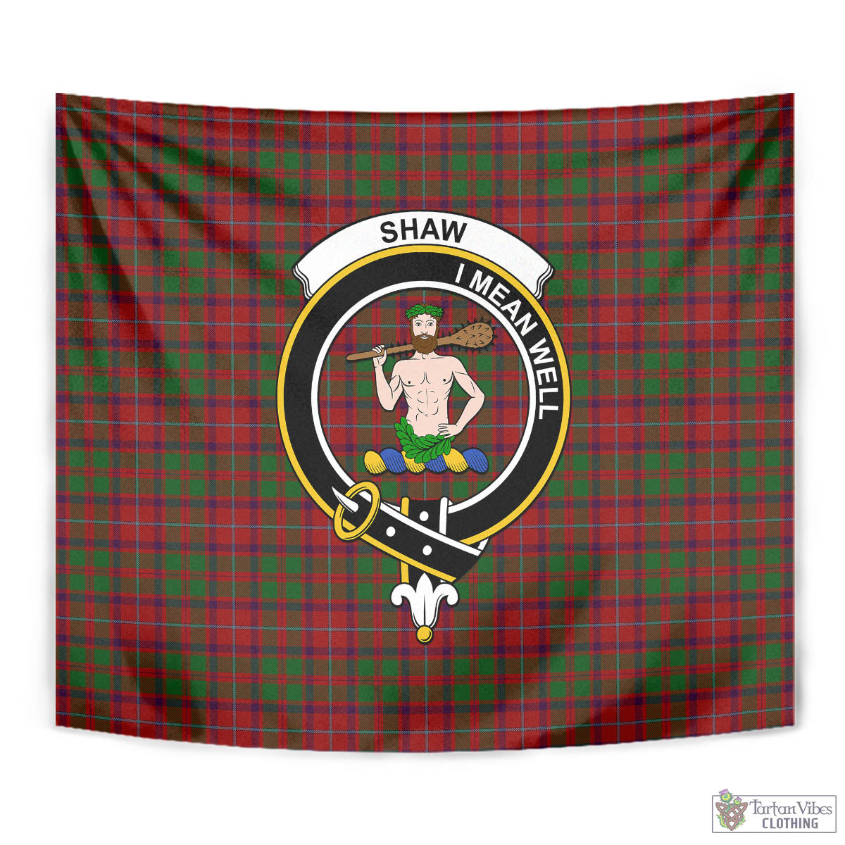 Tartan Vibes Clothing Shaw of Tordarroch Red Dress Tartan Tapestry Wall Hanging and Home Decor for Room with Family Crest