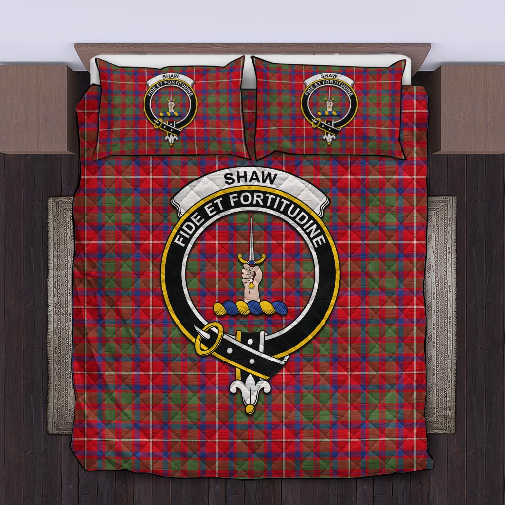 Shaw Red Modern Tartan Quilt Bed Set with Family Crest Twin - Tartan Vibes Clothing