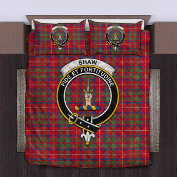 Shaw Red Modern Tartan Quilt Bed Set with Family Crest