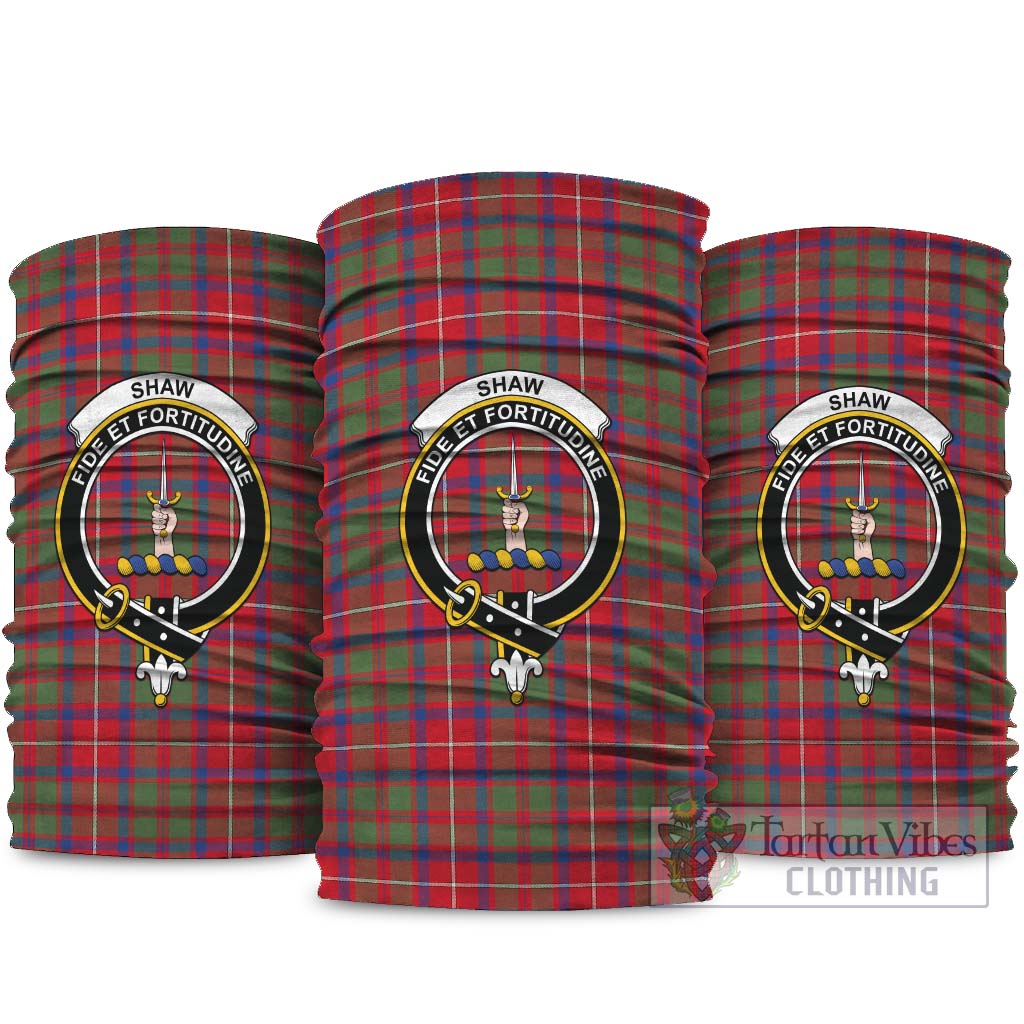 Shaw Red Modern Tartan Neck Gaiters, Tartan Bandanas, Tartan Head Band with Family Crest