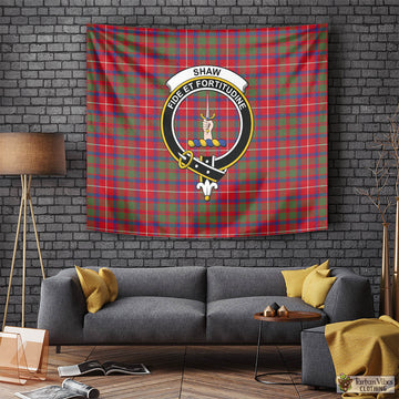 Shaw Red Modern Tartan Tapestry Wall Hanging and Home Decor for Room with Family Crest