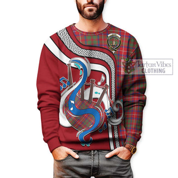 Shaw Red Modern Tartan Sweatshirt with Epic Bagpipe Style