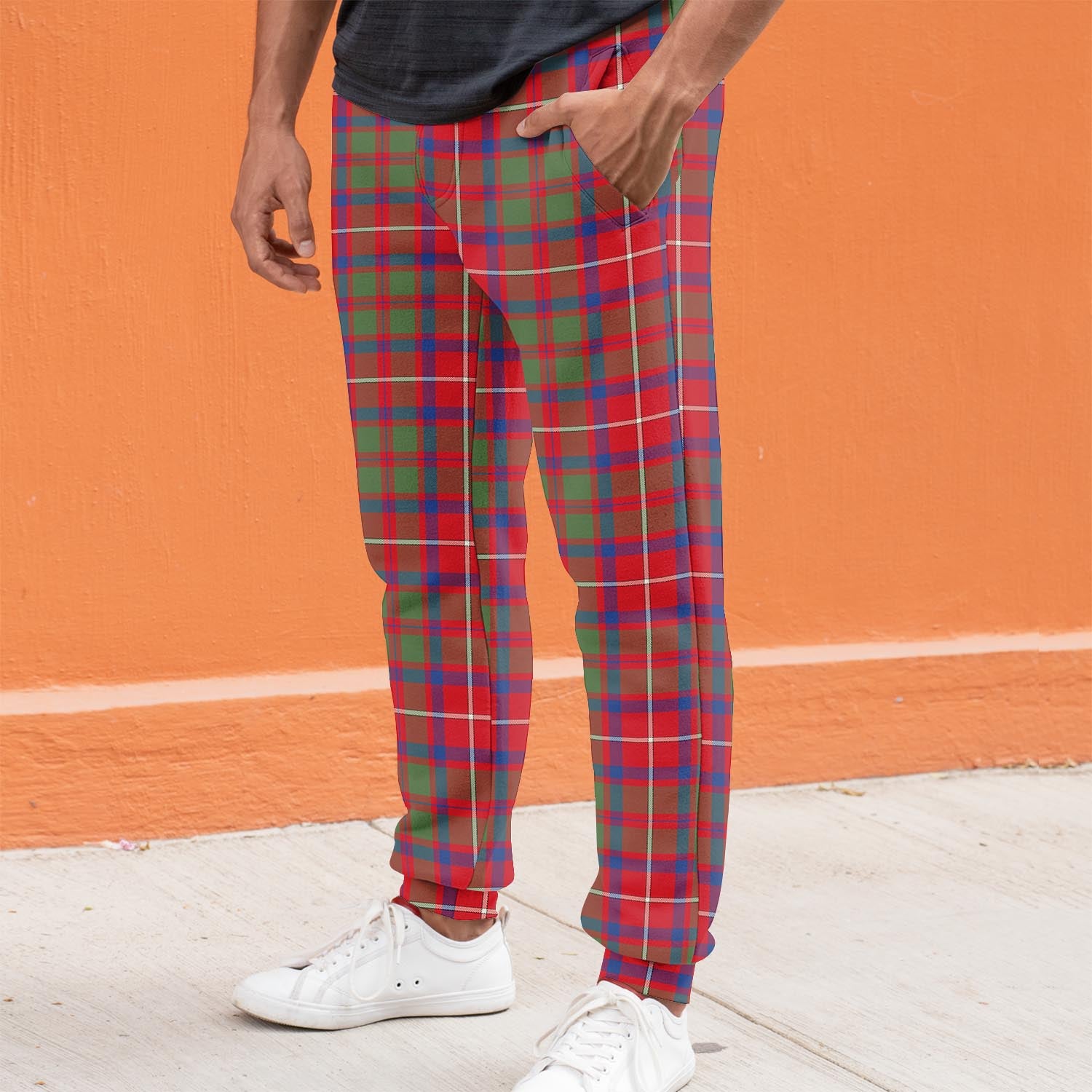 Shaw Red Modern Tartan Joggers Pants S - Tartan Vibes Clothing