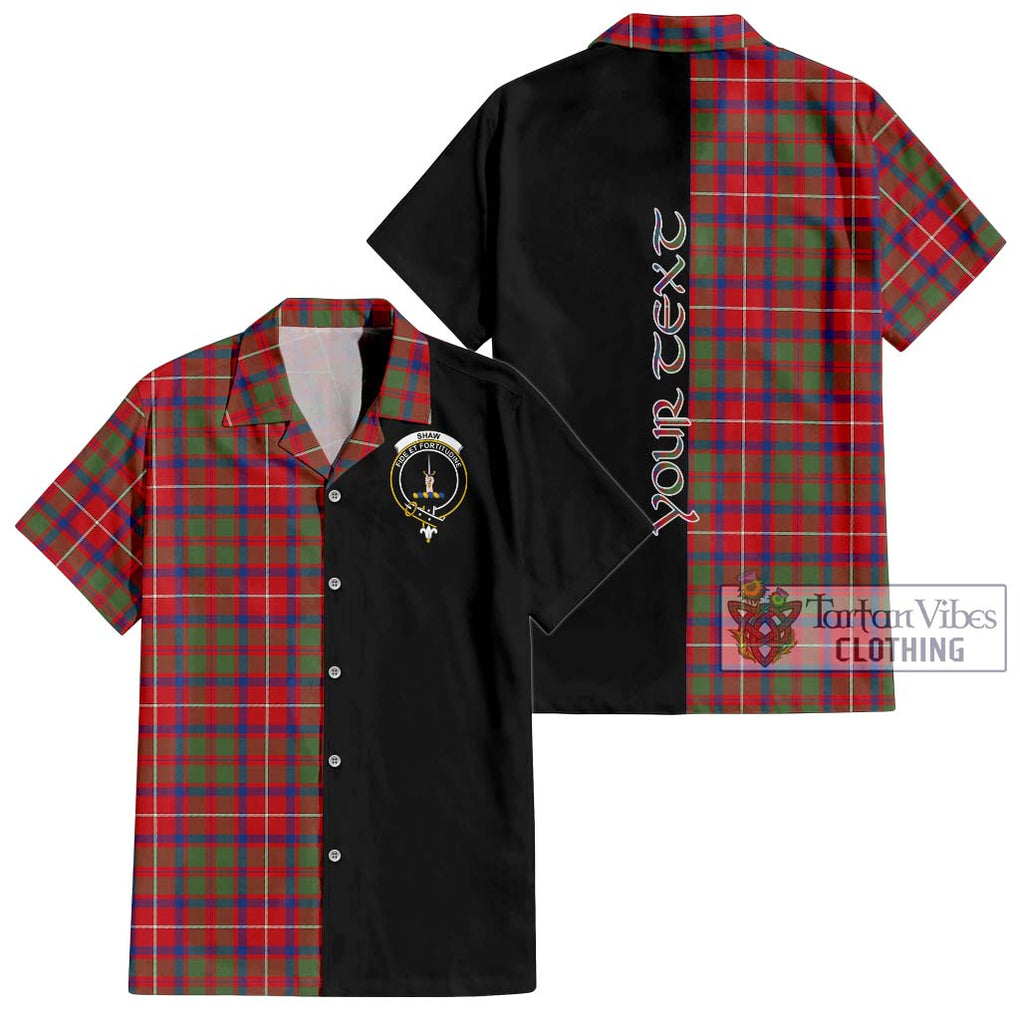 Shaw Red Modern Tartan Short Sleeve Button Shirt with Family Crest and Half Of Me Style Kid - Tartanvibesclothing Shop