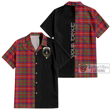 Shaw Red Modern Tartan Short Sleeve Button Shirt with Family Crest and Half Of Me Style