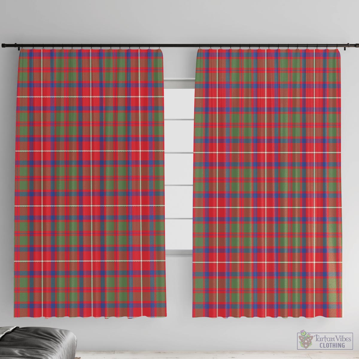 Shaw Red Modern Tartan Window Curtain