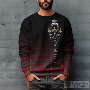 Shaw Red Modern Tartan Sweatshirt Featuring Alba Gu Brath Family Crest Celtic Inspired