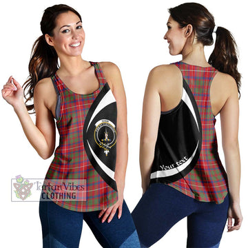 Shaw Red Modern Tartan Women's Racerback Tanks with Family Crest Circle Style