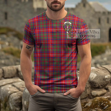 Shaw Red Modern Tartan Cotton T-Shirt with Family Crest