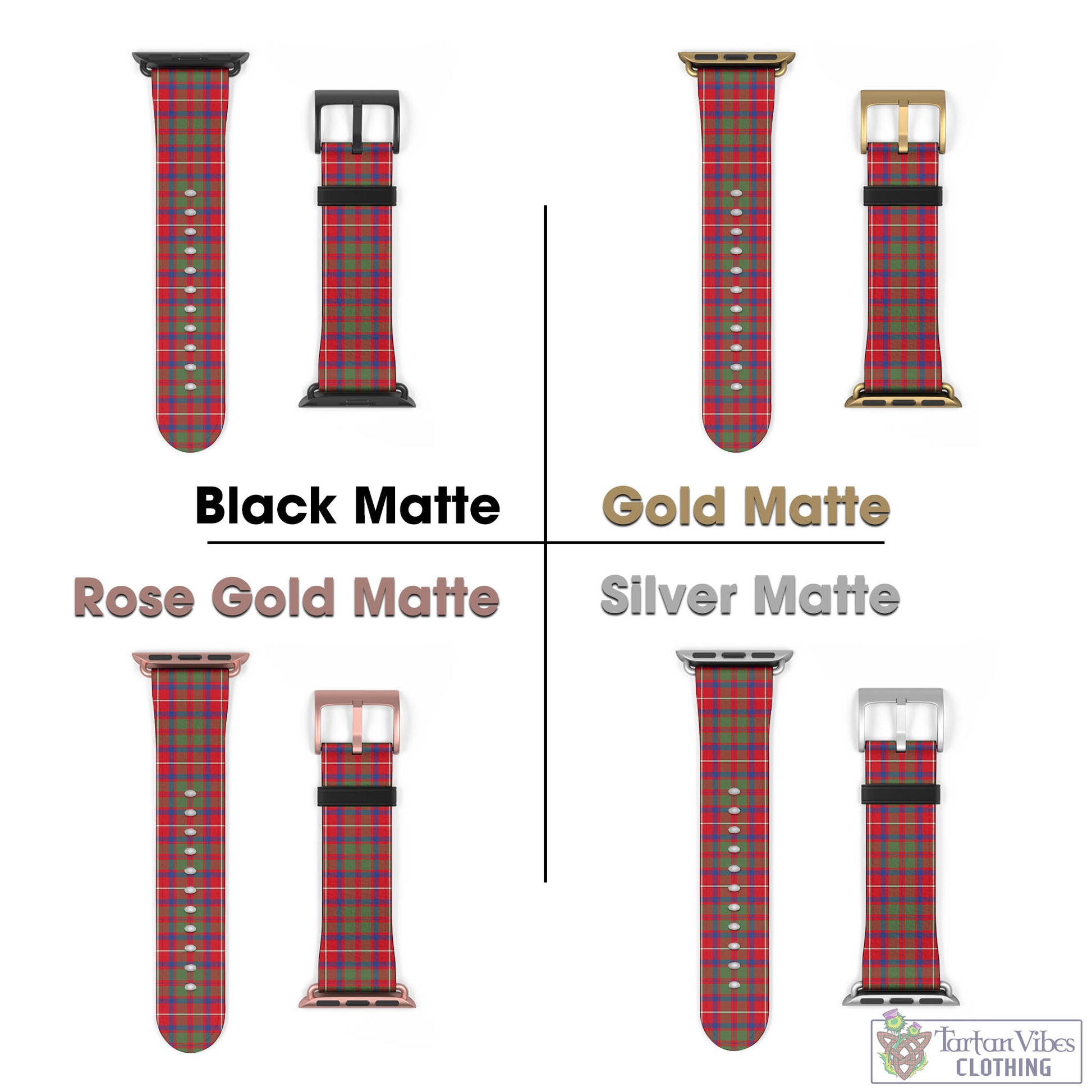 Tartan Vibes Clothing Shaw Red Modern Tartan Watch Band