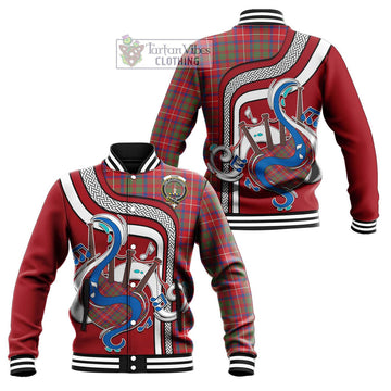 Shaw Red Modern Tartan Baseball Jacket with Epic Bagpipe Style