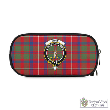 Shaw Red Modern Tartan Pen and Pencil Case with Family Crest