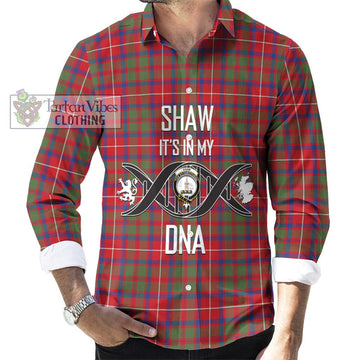 Shaw Red Modern Tartan Long Sleeve Button Shirt with Family Crest DNA In Me Style