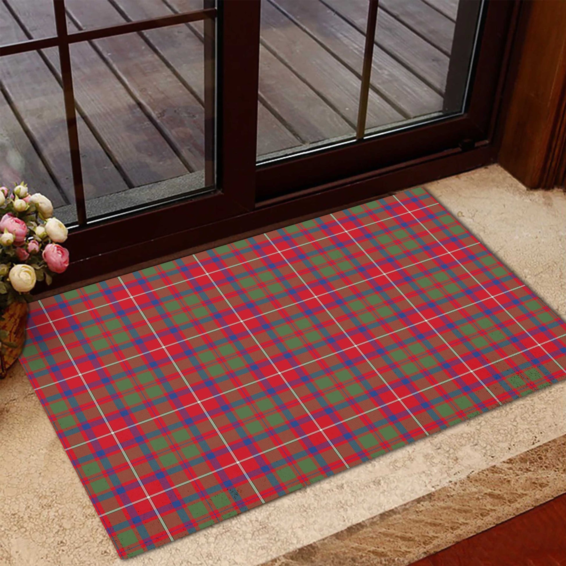 Shaw Red Modern Tartan Door Mat - Tartanvibesclothing Shop