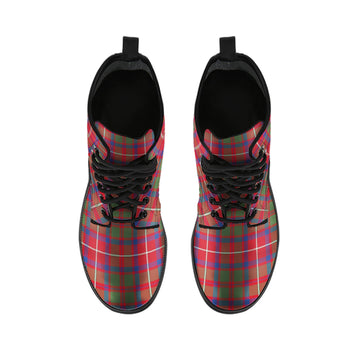 Shaw Red Modern Tartan Leather Boots