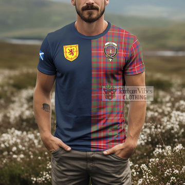 Shaw Red Modern Tartan T-Shirt Alba with Scottish Lion Royal Arm Half Style