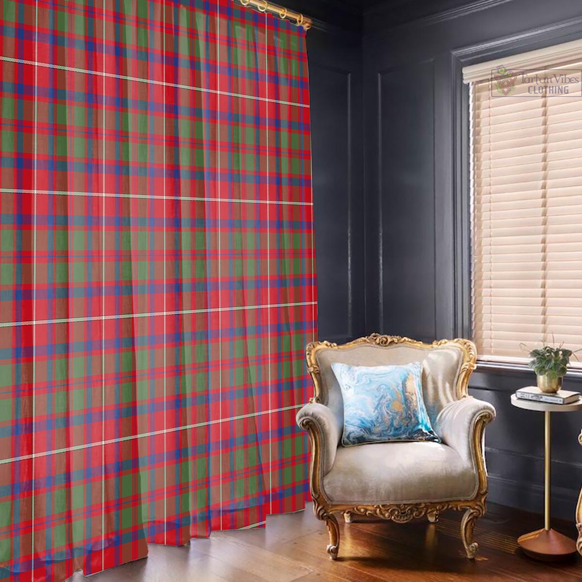 Shaw Red Modern Tartan Window Curtain