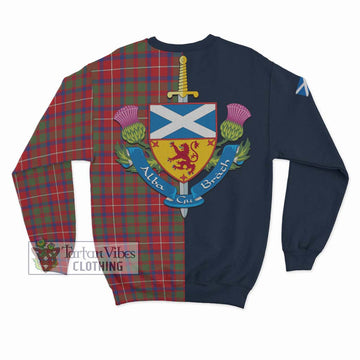 Shaw Red Modern Tartan Sweatshirt Alba with Scottish Lion Royal Arm Half Style