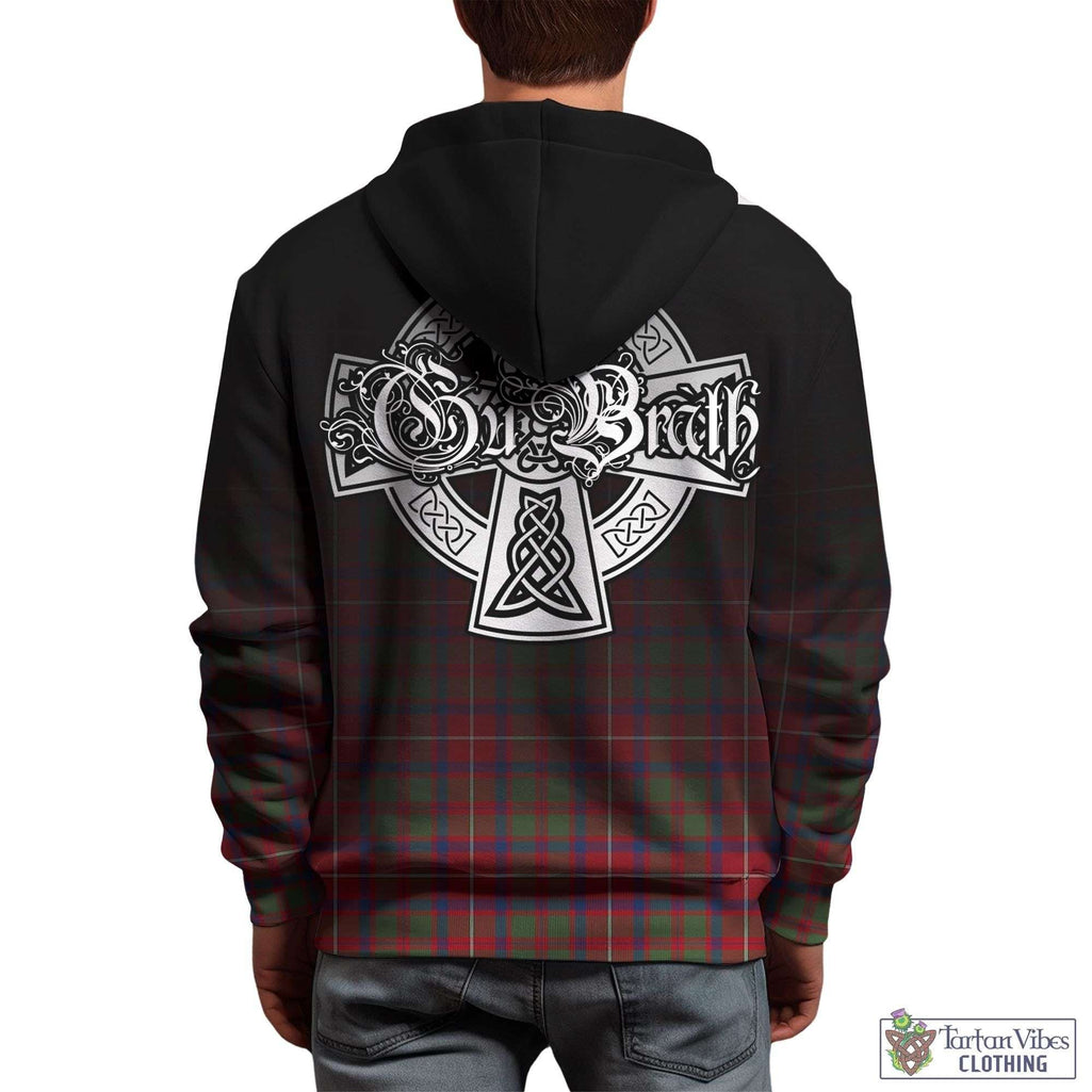 Tartan Vibes Clothing Shaw Red Modern Tartan Hoodie Featuring Alba Gu Brath Family Crest Celtic Inspired