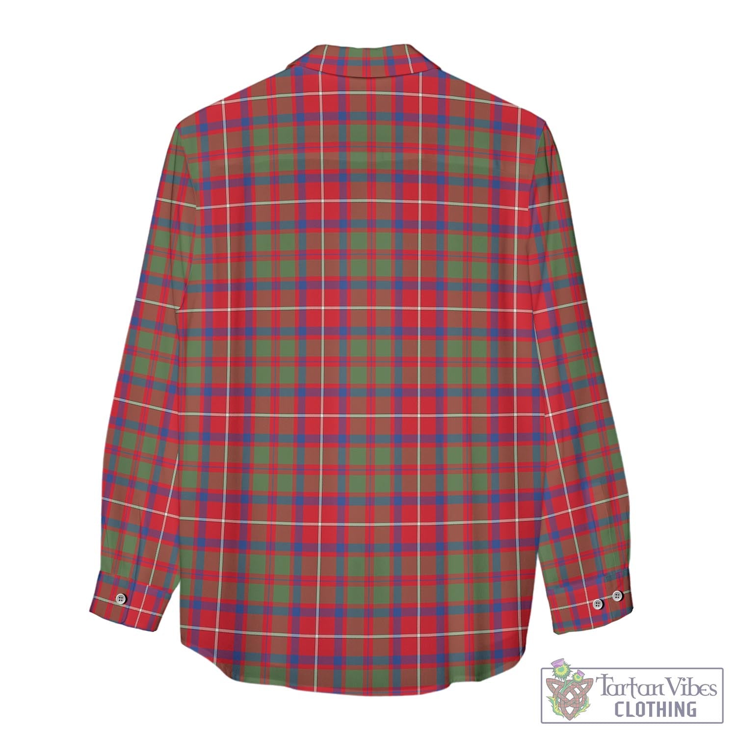 Tartan Vibes Clothing Shaw Red Modern Tartan Womens Casual Shirt with Family Crest