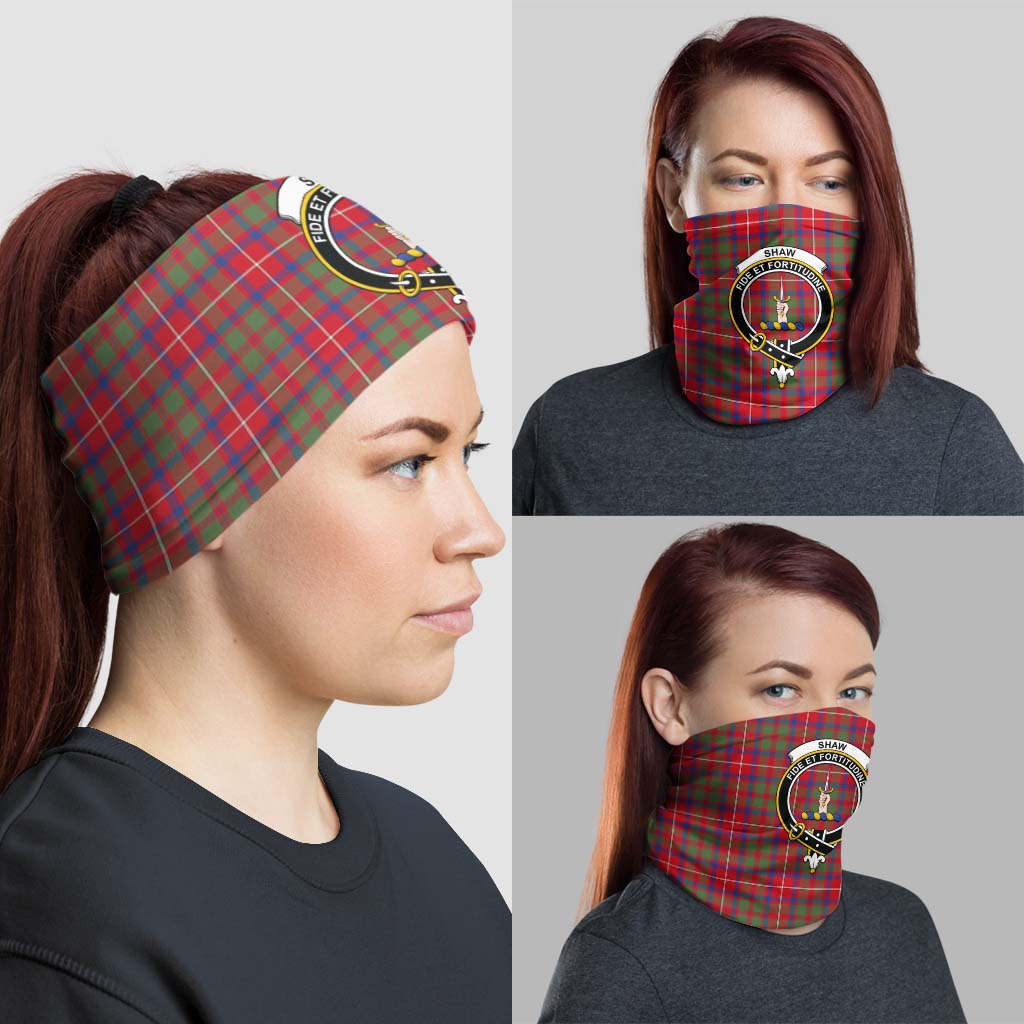 Shaw Red Modern Tartan Neck Gaiters, Tartan Bandanas, Tartan Head Band with Family Crest