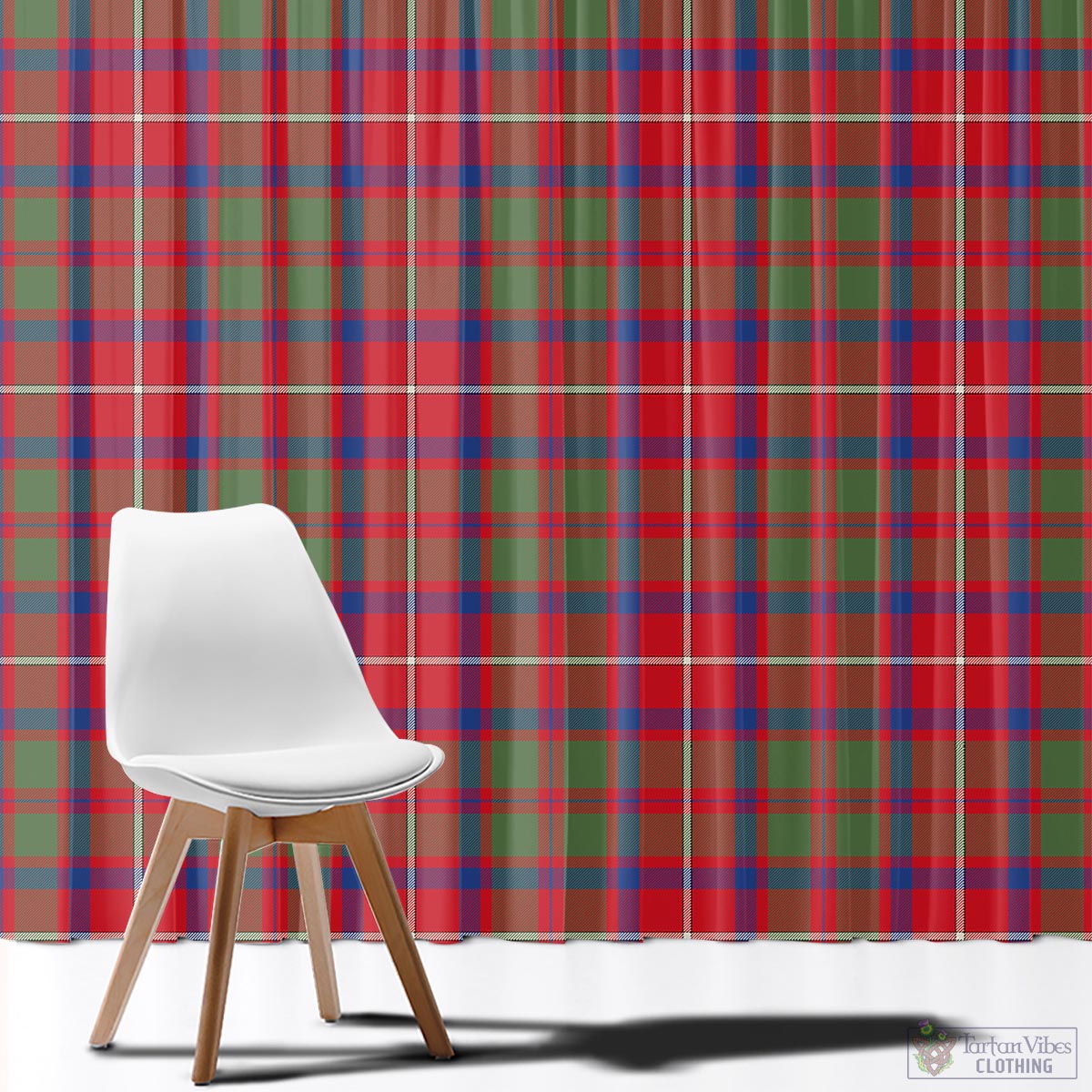 Shaw Red Modern Tartan Window Curtain