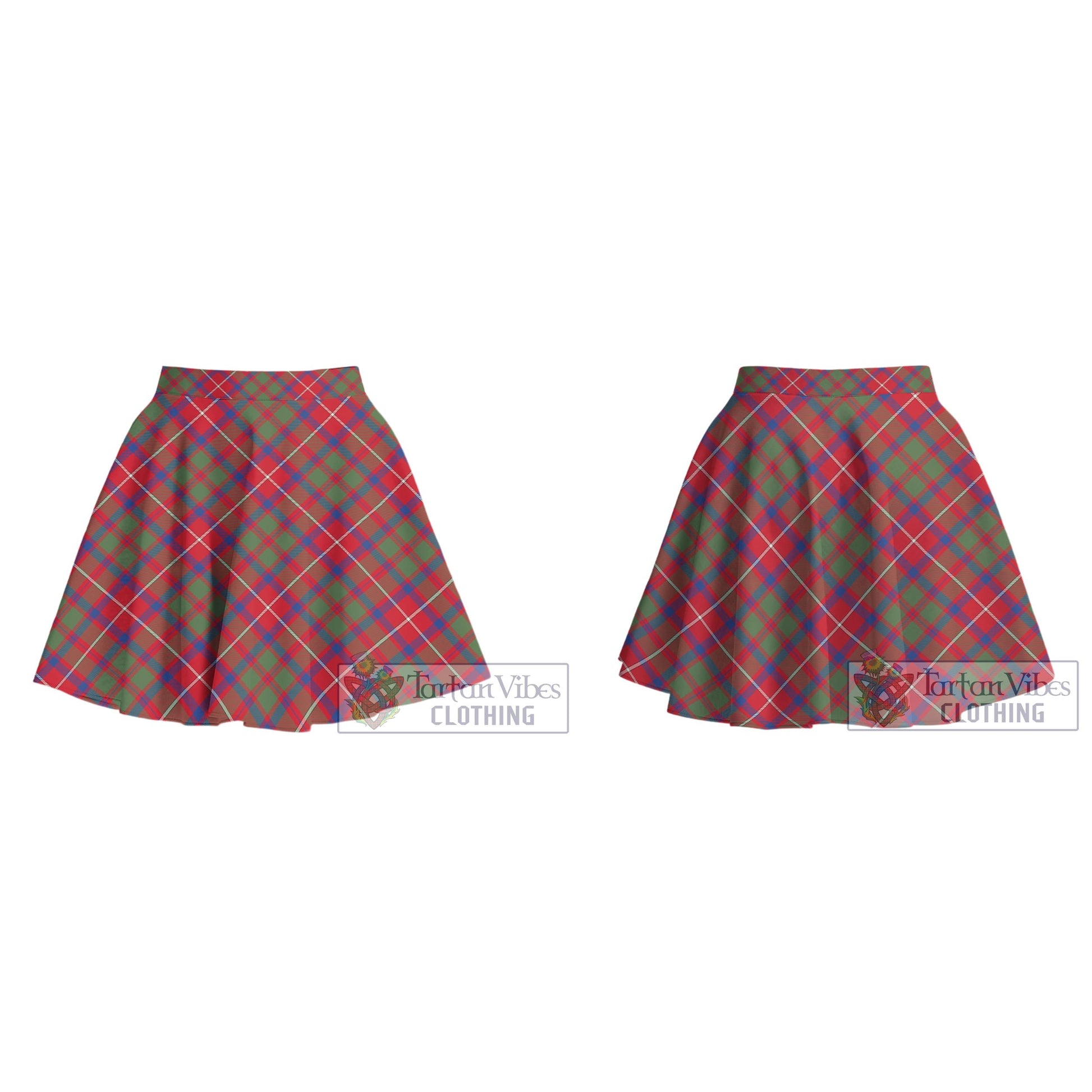 Tartan Vibes Clothing Shaw Red Modern Tartan Women's Plated Mini Skirt